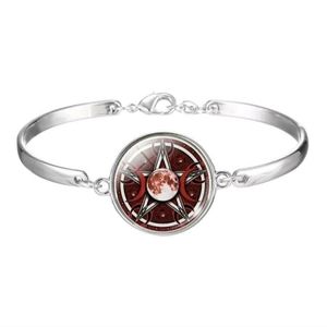 New Triple Goddess Glass Cabochon Silver Bracelet.